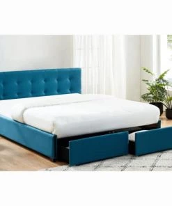 Homifab Lits Lit à Tiroirs En Tissu Bleu Canard 160x200 Avec Sommier Et Tête De Lit 9 Homifab Lits Lit à Tiroirs En Tissu Bleu Canard 160x200 Avec Sommier Et Tête De Lit -Sommiers Soldes lit a tiroirs en tissu bleu canard 160x200 avec sommier et tete de lit 1