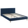 Homifab Lits Lit Adulte 140x190 Avec Tête De Lit Capitonnée En Velours Bleu Foncé -Sommiers Soldes lit adulte 140x190 avec tete de lit capitonnee en velours bleu fonce