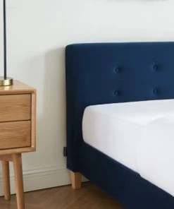 Homifab Lits Lit Adulte 140x190 Avec Tête De Lit Capitonnée En Velours Bleu Foncé -Sommiers Soldes lit adulte 140x190 avec tete de lit capitonnee en velours bleu fonce 3