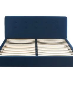 Homifab Lits Lit Adulte 140x190 Avec Tête De Lit Capitonnée En Velours Bleu Foncé -Sommiers Soldes lit adulte 140x190 avec tete de lit capitonnee en velours bleu fonce 5