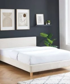 Homifab Lits Lit Adulte 140x190 Avec Tête De Lit En Velours Côtelé Beige Et Sommier 10 Homifab Lits Lit Adulte 140x190 Avec Tête De Lit En Velours Côtelé Beige Et Sommier -Sommiers Soldes lit adulte 140x190 avec tete de lit en velours cotele beige et sommier 2