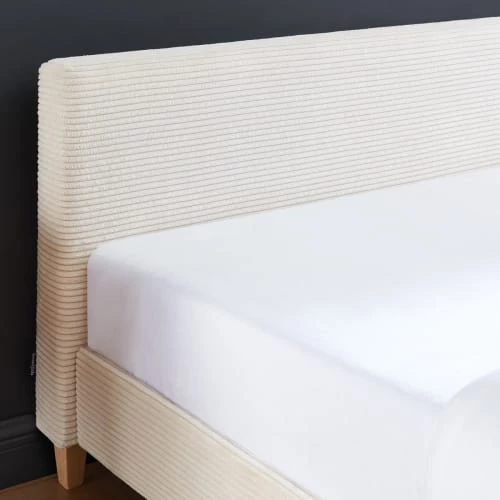 Homifab Lits Lit Adulte 140x190 Avec Tête De Lit En Velours Côtelé Beige Et Sommier 6 Homifab Lits Lit Adulte 140x190 Avec Tête De Lit En Velours Côtelé Beige Et Sommier – Image 4