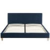 Homifab Lits Lit Adulte 160x200 Avec Tête De Lit En Velours Bleu Foncé Et Sommier