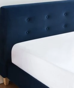 Homifab Lits Lit Adulte 160x200 Avec Tête De Lit En Velours Bleu Foncé Et Sommier -Sommiers Soldes lit adulte 160x200 avec tete de lit en velours bleu fonce et sommier 4