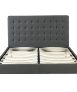 ELLE Décoration Lits Lit Adulte En Tissu Gris Anthracite, Sommier à Lattes, 160x200