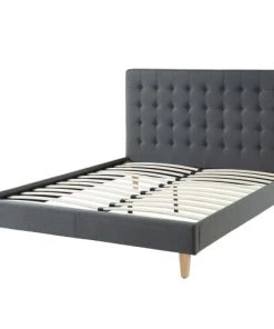 ELLE Décoration Lits Lit Adulte En Tissu Gris Anthracite, Sommier à Lattes, 160x200 -Sommiers Soldes lit adulte en tissu gris anthracite sommier a lattes 160x200 4