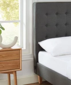 ELLE Décoration Lits Lit Adulte En Tissu Gris Anthracite, Sommier à Lattes, 160x200 -Sommiers Soldes lit adulte en tissu gris anthracite sommier a lattes 160x200 6