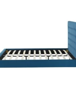 ELLE Décoration Lits Lit Adulte En Velours Bleu Canard, Sommier à Lattes, 140x190 -Sommiers Soldes lit adulte en velours bleu canard sommier a lattes 140x190 5