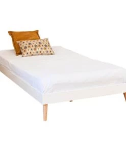 ID Kids Lits Lit Avec Pieds 140x190 Cm Bois Massif Blanc -Sommiers Soldes lit avec pieds 140x190 cm bois massif blanc 4