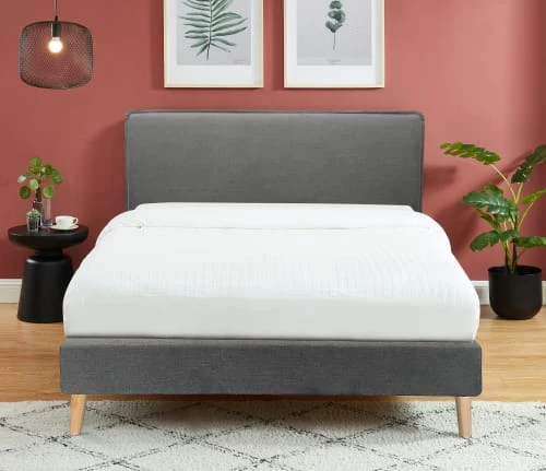 DIVA SALON Lits Good Is Beautiful Lit Avec Sommier 2 Places En Tissu Gris Souris 4 DIVA SALON Lits Good Is Beautiful Lit Avec Sommier 2 Places En Tissu Gris Souris – Image 2