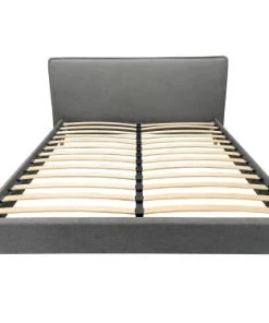 DIVA SALON Lits Good Is Beautiful Lit Avec Sommier 2 Places En Tissu Gris Souris