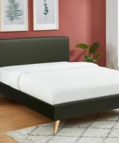 DIVA SALON Lits Lit Avec Sommier 2 Places En Tissu Kaki -Sommiers Soldes lit avec sommier 2 places en tissu kaki 4