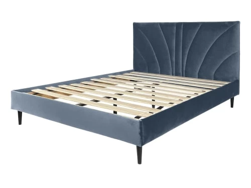 DIVA SALON Lits Good Is Beautiful Lit Avec Sommier 2 Places En Velours Bleu Gris 5 DIVA SALON Lits Good Is Beautiful Lit Avec Sommier 2 Places En Velours Bleu Gris – Image 3