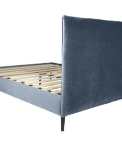 DIVA SALON Lits Lit Avec Sommier 2 Places En Velours Bleu Gris -Sommiers Soldes lit avec sommier 2 places en velours bleu gris 9