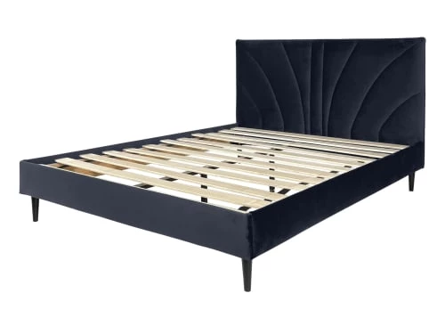 DIVA SALON Lits Lit Avec Sommier 2 Places En Velours Bleu Nuit 5 DIVA SALON Lits Lit Avec Sommier 2 Places En Velours Bleu Nuit – Image 3