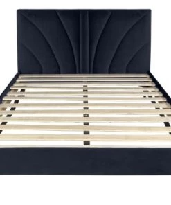 DIVA SALON Lits Good Is Beautiful Lit Avec Sommier 2 Places En Velours Bleu Nuit