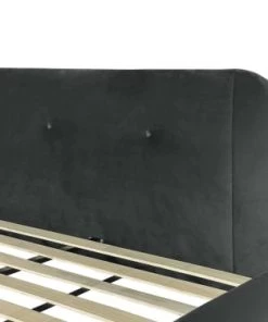 DIVA SALON Lits Good Is Beautiful Lit Avec Sommier 2 Places En Velours Gris Foncé -Sommiers Soldes lit avec sommier 2 places en velours gris fonce 5