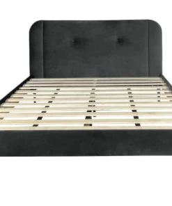 DIVA SALON Lits Good Is Beautiful Lit Avec Sommier 2 Places En Velours Gris Foncé