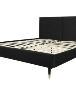 DIVA SALON Lits Lit Avec Sommier 2 Places En Velours Noir Charbon -Sommiers Soldes lit avec sommier 2 places en velours noir charbon 2