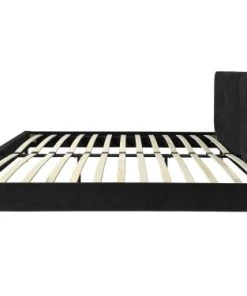 DIVA SALON Lits Lit Avec Sommier 2 Places En Velours Noir Charbon -Sommiers Soldes lit avec sommier 2 places en velours noir charbon 3