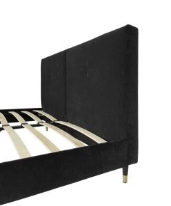 DIVA SALON Lits Lit Avec Sommier 2 Places En Velours Noir Charbon -Sommiers Soldes lit avec sommier 2 places en velours noir charbon 5