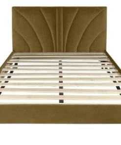 DIVA SALON Lits Good Is Beautiful Lit Avec Sommier 2 Places En Velours Ocre