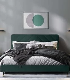 DIVA SALON Lits Good Is Beautiful Lit Avec Sommier 2 Places En Velours Vert Bouteille -Sommiers Soldes lit avec sommier 2 places en velours vert bouteille 19