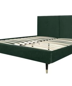 DIVA SALON Lits Good Is Beautiful Lit Avec Sommier 2 Places En Velours Vert Forêt -Sommiers Soldes lit avec sommier 2 places en velours vert foret 2