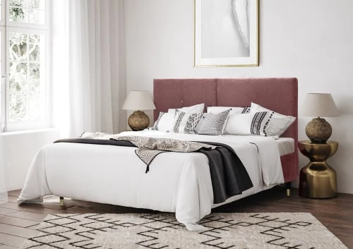 DIVA SALON Lits Good Is Beautiful Lit Avec Sommier 2 Places En Velours Vieux Rose 4 DIVA SALON Lits Good Is Beautiful Lit Avec Sommier 2 Places En Velours Vieux Rose – Image 2