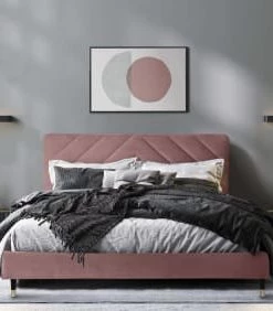 DIVA SALON Lits Good Is Beautiful Lit Avec Sommier 2 Places En Velours Vieux Rose -Sommiers Soldes lit avec sommier 2 places en velours vieux rose 13