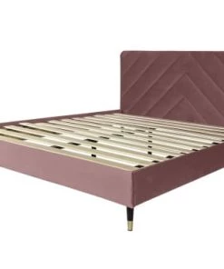 DIVA SALON Lits Good Is Beautiful Lit Avec Sommier 2 Places En Velours Vieux Rose -Sommiers Soldes lit avec sommier 2 places en velours vieux rose 16