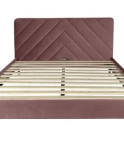 DIVA SALON Lits Good Is Beautiful Lit Avec Sommier 2 Places En Velours Vieux Rose