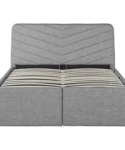 Usinestreet Lits Lit Avec Sommier à Lattes Et 2 Tiroirs En Tissu Gris - 140X190