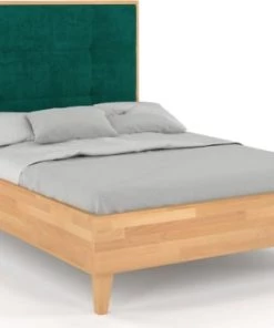 Skandica Lits Lit Avec Tête De Lit Sommier Hêtre Massif Vert 140x200cm