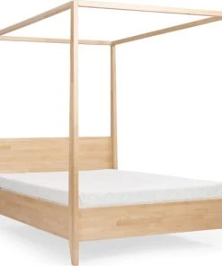 Skandica Lits Lit Baldaquin Tête De Lit Et Sommier Hêtre Massif 140x200cm
