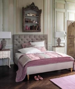 Maisons Du Monde Lits Lit Capitonné En Lin Avec Sommiers à Lattes 140x190 -Sommiers Soldes lit capitonne en lin avec sommiers a lattes 140x190 1000 3 31 141358 6