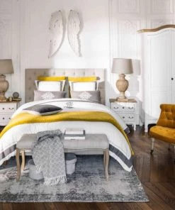 Maisons Du Monde Lits Lit Capitonné En Lin Avec Sommiers à Lattes 160x200 -Sommiers Soldes lit capitonne en lin avec sommiers a lattes 160x200 1000 0 39 141202 2