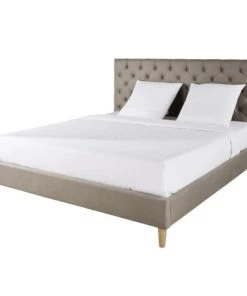 Maisons Du Monde Lits Lit Capitonné En Lin Avec Sommiers à Lattes Taupe 180x200 -Sommiers Soldes lit capitonne en lin avec sommiers a lattes taupe 180x200 1000 0 40 199546 2