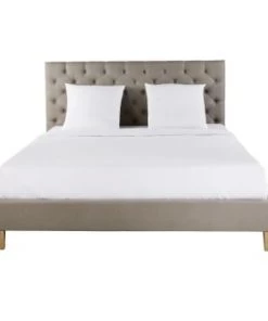 Maisons Du Monde Lits Lit Capitonné En Lin Avec Sommiers à Lattes Taupe 180x200 -Sommiers Soldes lit capitonne en lin avec sommiers a lattes taupe 180x200 chesterfield 1000 0 40 199546 1