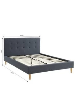 Drawer Lits Lit Capitonné En Tissu 140x190 Cm Gris Foncé -Sommiers Soldes lit capitonne en tissu 140x190 cm gris fonce 3