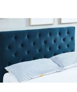 Baita Lits Lit Capitonné En Velours 140x190 Cm Bleu Paon -Sommiers Soldes lit capitonne en velours 140x190 cm bleu paon 4