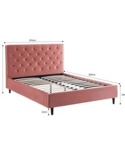 Baita Lits Lit Capitonné En Velours 140x190 Cm Rose -Sommiers Soldes lit capitonne en velours 140x190 cm rose 5