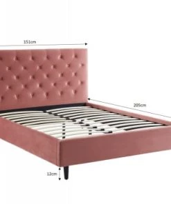 Baita Lits Lit Capitonné En Velours 140x190 Cm Rose -Sommiers Soldes lit capitonne en velours 140x190 cm rose 6