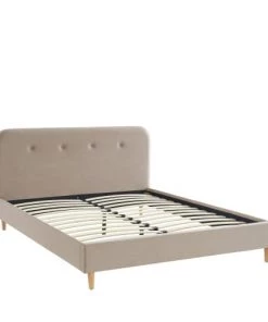 Drawer Lits Lit Capitonné En Velours 140x190cm Beige -Sommiers Soldes lit capitonne en velours 140x190cm beige 2