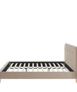 Drawer Lits Lit Capitonné En Velours 140x190cm Beige -Sommiers Soldes lit capitonne en velours 140x190cm beige 3