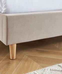 Drawer Lits Lit Capitonné En Velours 140x190cm Beige -Sommiers Soldes lit capitonne en velours 140x190cm beige 4