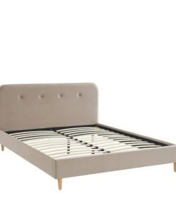 Drawer Lits Lit Capitonné En Velours 160x200cm Beige -Sommiers Soldes lit capitonne en velours 160x200cm beige 2