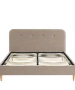 Drawer Lits Lit Capitonné En Velours 160x200cm Beige