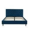 Drawer Lits Lit Capitonné En Velours 160x200cm Bleu Paon -Sommiers Soldes lit capitonne en velours 160x200cm bleu paon