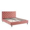 Drawer Lits Lit Capitonné En Velours 160x200cm Rose -Sommiers Soldes lit capitonne en velours 160x200cm rose
